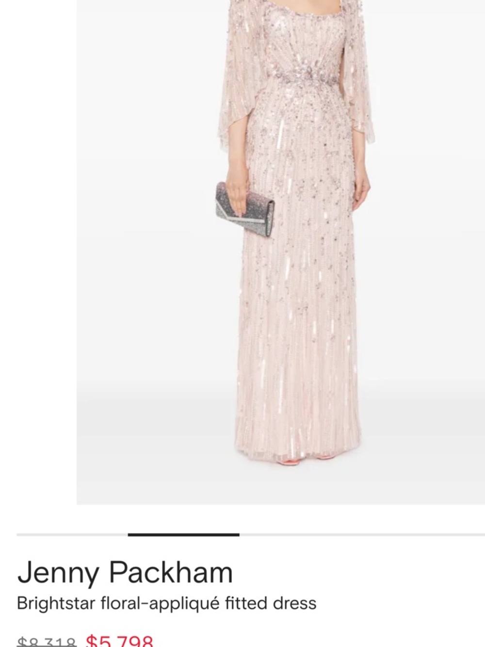 Jenny Packham Rose Blush Sequin Beaded Evening Gown - Picture 6 of 6